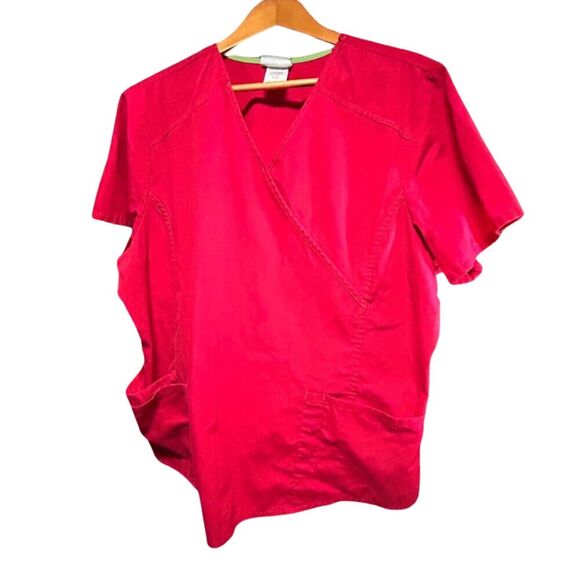 ScrubStar Red Mock Wrap Scrub Top - Extra Large - XL - Picture 2 of 8